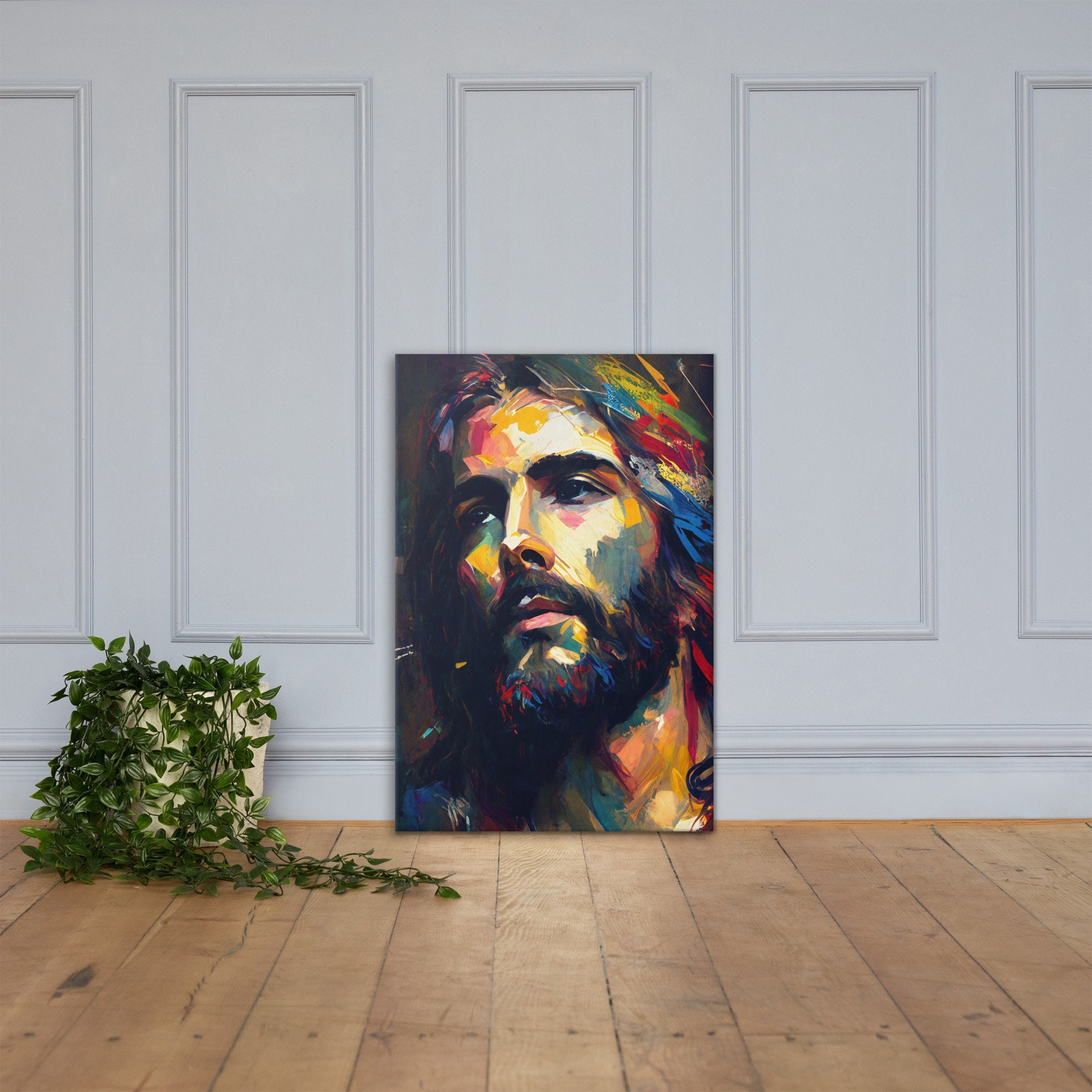 Modern Art Jesus Portrait Christian Canvas Print Jesus Wall Art Jesus