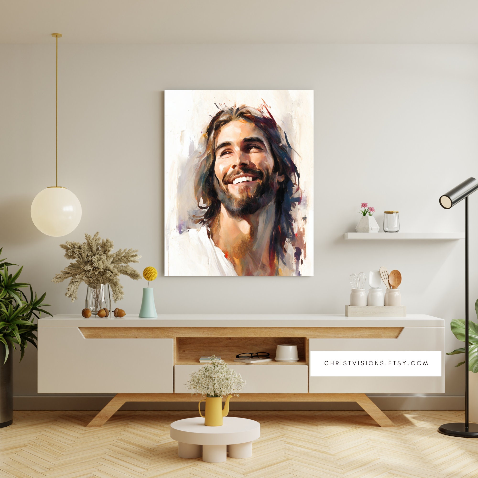 Laughing Jesus Art Print Smiling Jesus Painting Jesus - Etsy