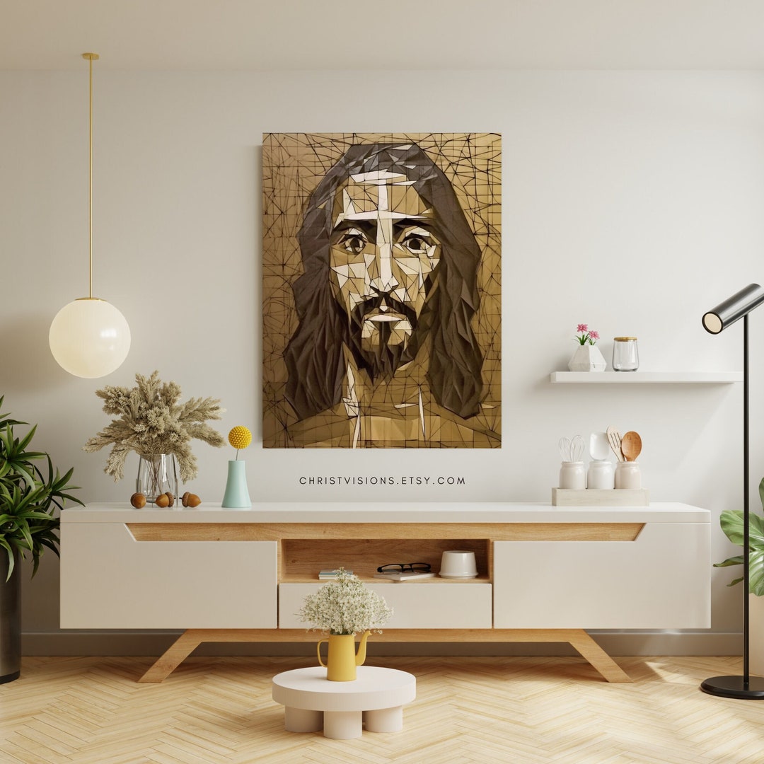 Midcentury Modern Christian Wall Art Jesus Painting Jesus Etsy