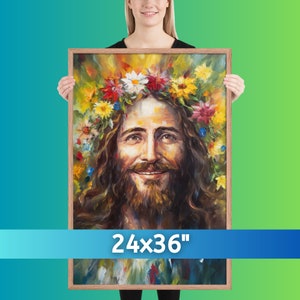Joyful Christian Art Print Of Jesus Smiling | Christian Art | Jesus Art | Sunday School Art | Christian Boho | Christian Kids' Rom Art