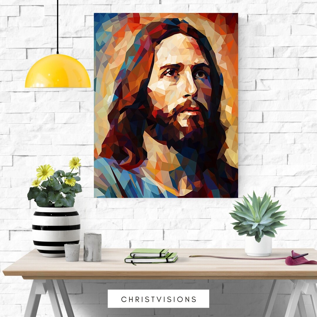 Colorful Jesus Poster Modern Christian Art Print Bible Art Etsy