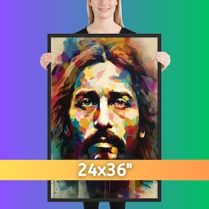 Colorful Abstract Art Jesus Print - Christian Modern Art - Religious Wall Art
