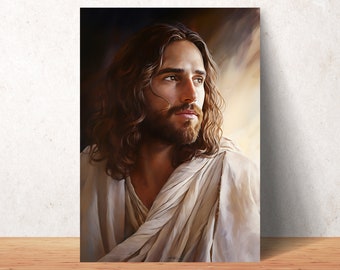 Arte imprimible de Jesucristo Salvador - Retrato, pintura, imagen para decoración cristiana de pared / Descarga instantánea