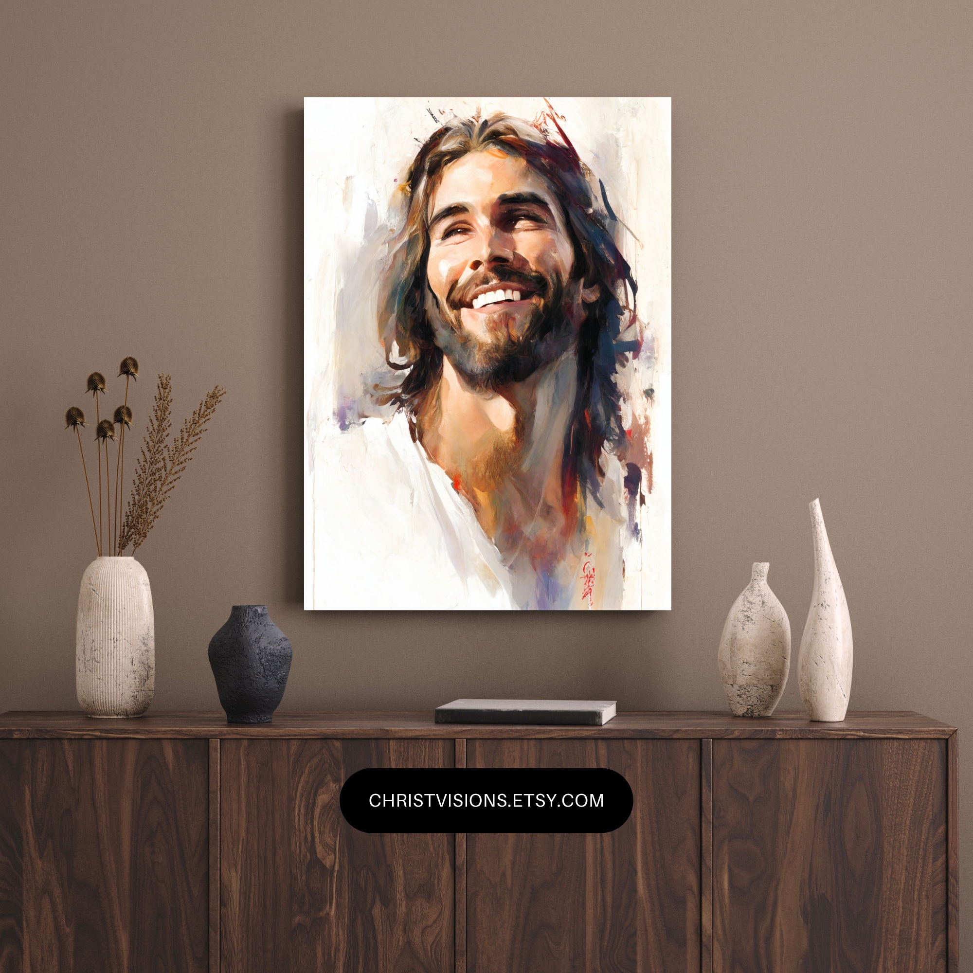 Laughing Jesus Art Print Smiling Jesus Painting Jesus - Etsy