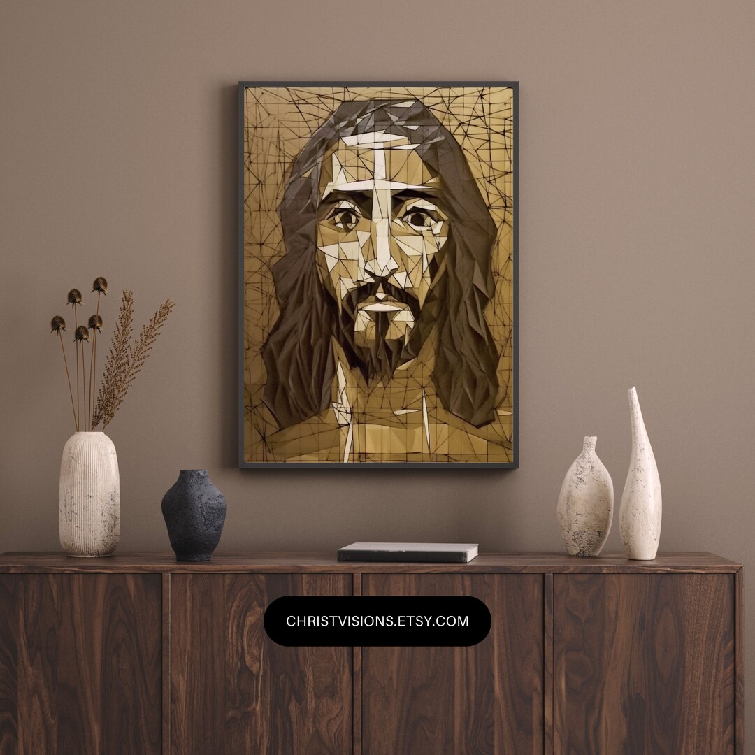 Jesus Christ Abstract Art Framed Wall Art Jesus Art Etsy