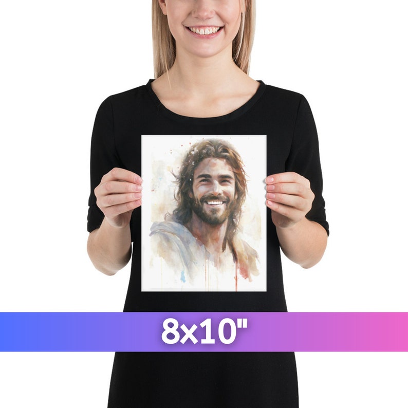 Smiling Jesus Bible Art Jesus Watercolor Jesus Smiling Jesus Painting Jesus Laughing Christian Wall Art Jesus Wall Art 8×10