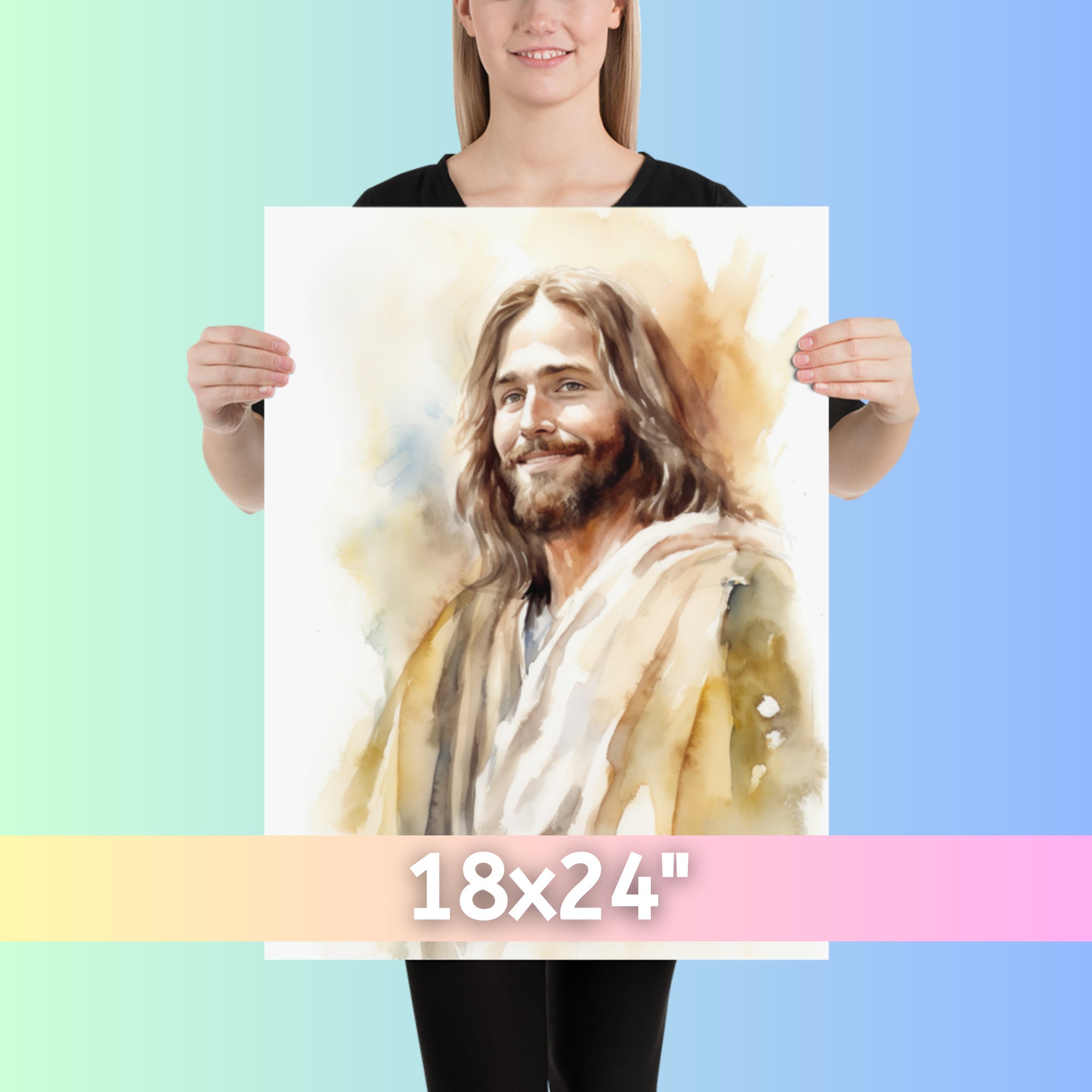 Smiling Jesus Christian Art Print Jesus Watercolor Jesus Art Print ...