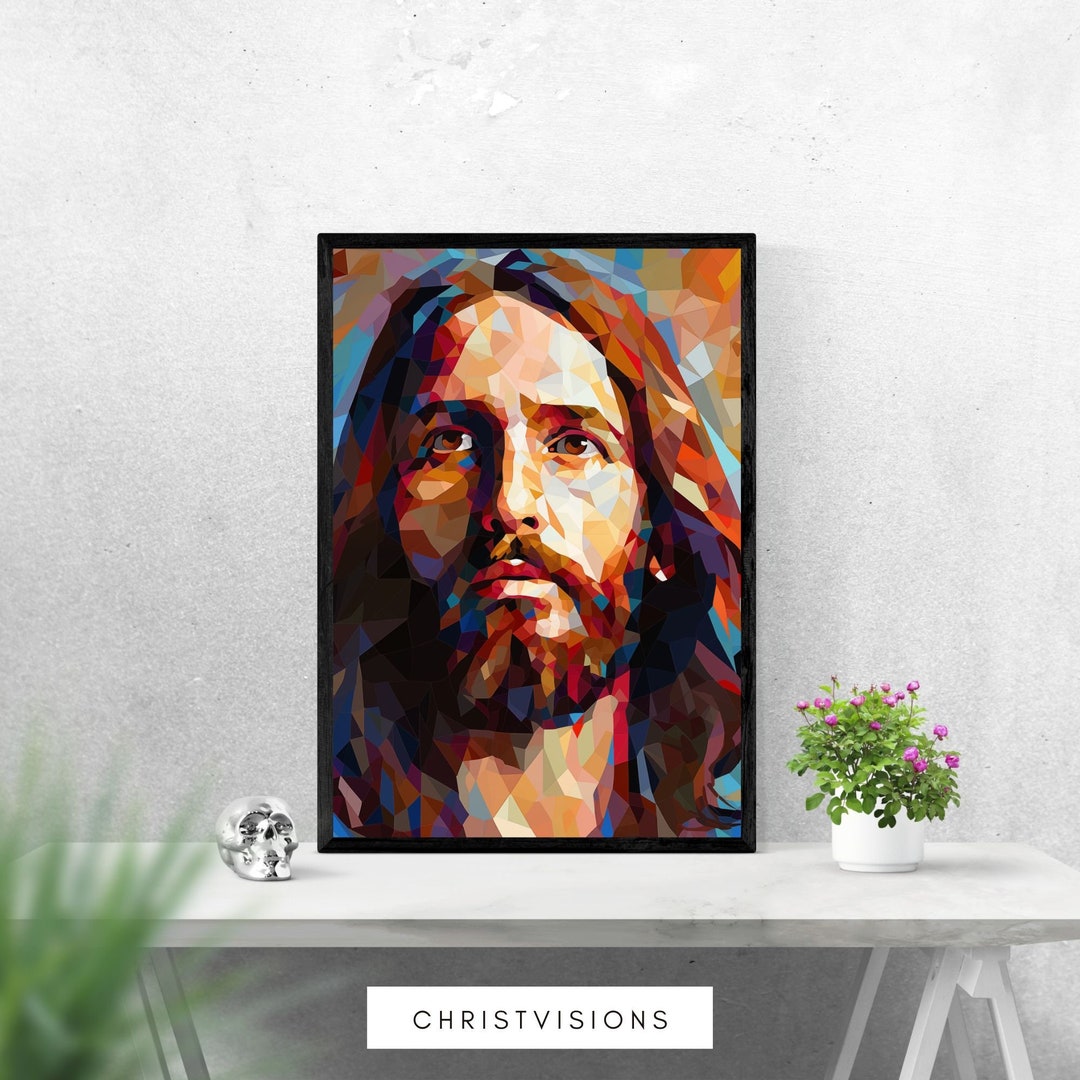 Colorful Modern Christian Art Jesus Portrait - Religious Wall Art - Etsy