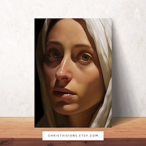 Digitaal schilderen Maagd Maria - Afdrukbare katholieke kunst voor wanddecoratie - Foto gezegende moeder