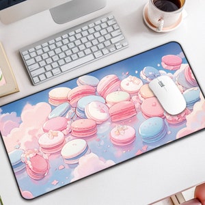 Kawaii Macaron World Desk Mat – Cute Large Mouse Pad, Pastel Kawaii Desk Mat Cute for Gamer & Desk Decor, Kawaii Mouse Pad, Cute Desk Pad