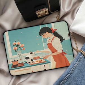 Kawaii Girl & Cat Laptop Sleeve 13&quot; 15&quot;, Cute Laptop Sleeve Macbook Sleeve iPad Sleeve, Kawaii Laptop Sleeve, Cute Anime Laptop Bag