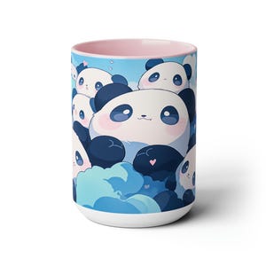 Kawaii Panda Mug, Ceramic Coffee Cup 15oz, Cute Mug Aesthetic, Chibi Panda Mug Gift for Birthday, Baby Shower, Anniversary, Kawaii Lovers