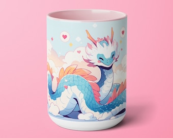 Kawaii Pastel Dragon Mug | Cute Mug Aesthetic | Cute Kawaii Mug | Year of Dragon Mug | Pastel Mug Gift for New Year, Birthday, Kawaii Lover