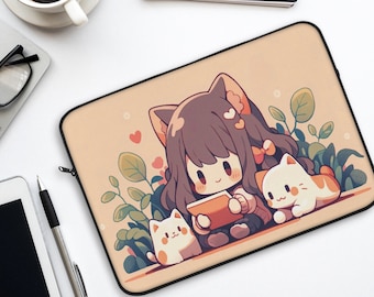 Kawaii Anime Girl Laptop Sleeve 12" 13" 15" | Cute Laptop Macbook Sleeve | Kawaii Laptop Sleeve | Kawaii Laptop Bag | Cute Anime Laptop Bag