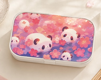 Boîte à bento panda rose kawaii, boîte à lunch mignonne, boîte à bento fleurie avec couvercle en bois, sans BPA et écologique pour l'école, le travail et les pique-niques, jolie boîte à repas