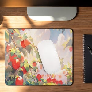 Kawaii Red Garden Mouse Pad, Cute Anime Small Mouse Mat for Work or Gaming, Kawaii Desk Decor, Kawaii Mouse Pad Gift for Anime Lovers