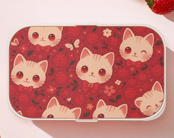 Kawaii Red Cat Bento Box, Cute Kitty Lunch Box, BPA-Free Eco Friendly Food Container, Kawaii Bento Box for School, Office & Picnic