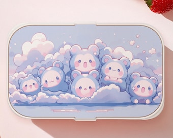 Kawaii Cloud Bear Bento Box, Pastel Lunch Box for Kids and Adults, BPA-Free Eco Friendly Food Container, Bento Box for School Office Picnic