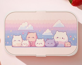 Boîte à bento chat kawaii, jolie boîte à lunch pastel pour enfants et adultes, récipient pour aliments respectueux de l'environnement sans BPA, boîte à bento pour pique-nique au bureau de l'école