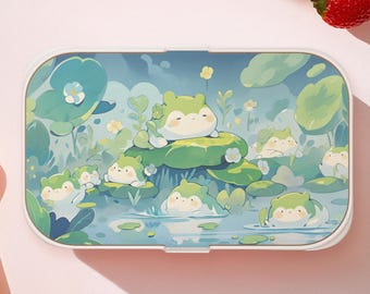 Kawaii Green Cutie Bento Box, Cute Anime Lunchbox with Nature Theme, School Lunch Container, Kawaii Food Storage, BPA-Free Eco Friendly