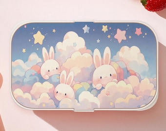 Bento Box Kawaii Bunny Dream, Lunch Box color pastello per bambini e adulti, Contenitore per alimenti ecologico senza BPA, Bento Box per scuola, ufficio e picnic