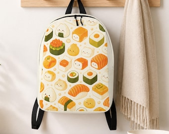 Sac à dos Kawaii Chat Sushi, Sac à dos mignon sur le thème de la cuisine japonaise, Sac à dos en polyester résistant à l'eau, Sac pour ordinateur portable, Sac à dos de voyage mignon, Sac à dos cadeau