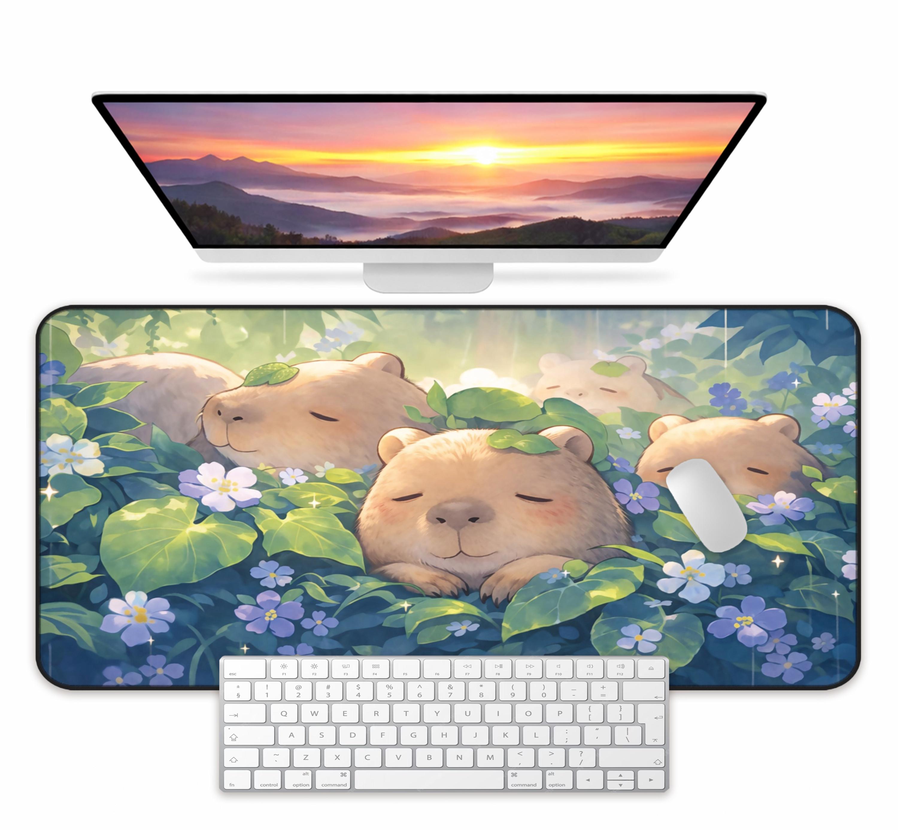 Kawaii Capybara Desk Mat, Cute Animal Mouse Pad, Large Keyboard Mat for ...