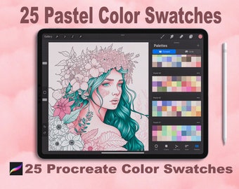 パステルカラーパレット | 25 パステル Procreate カラースウォッチ | 750 デジタルアート Procreate カラー