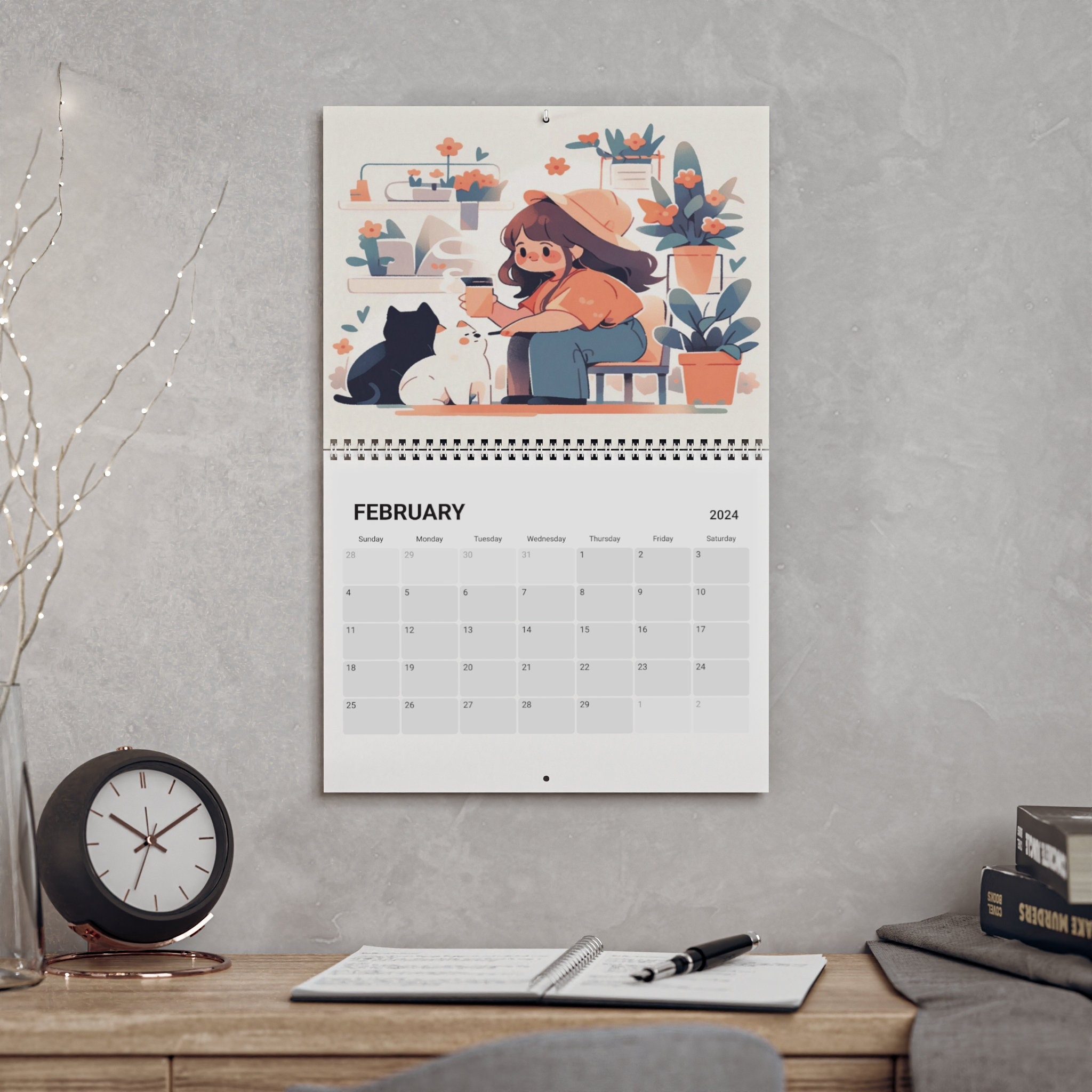 kawaii-girl-and-cat-diary-calendar-2024-kawaii-calendar-2024-sold-by