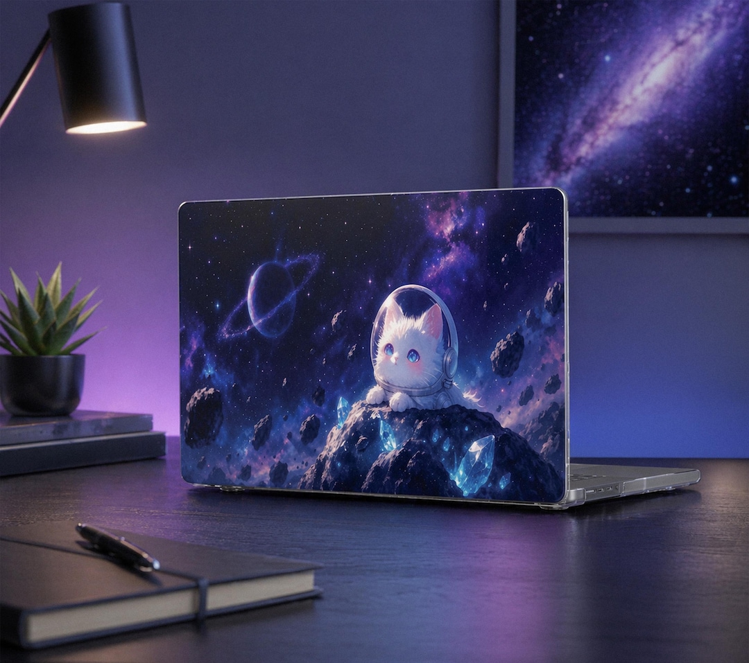 Kawaii Space Cat MacBook Case, Clear or Matte Blue Purple MacBook Cover ...