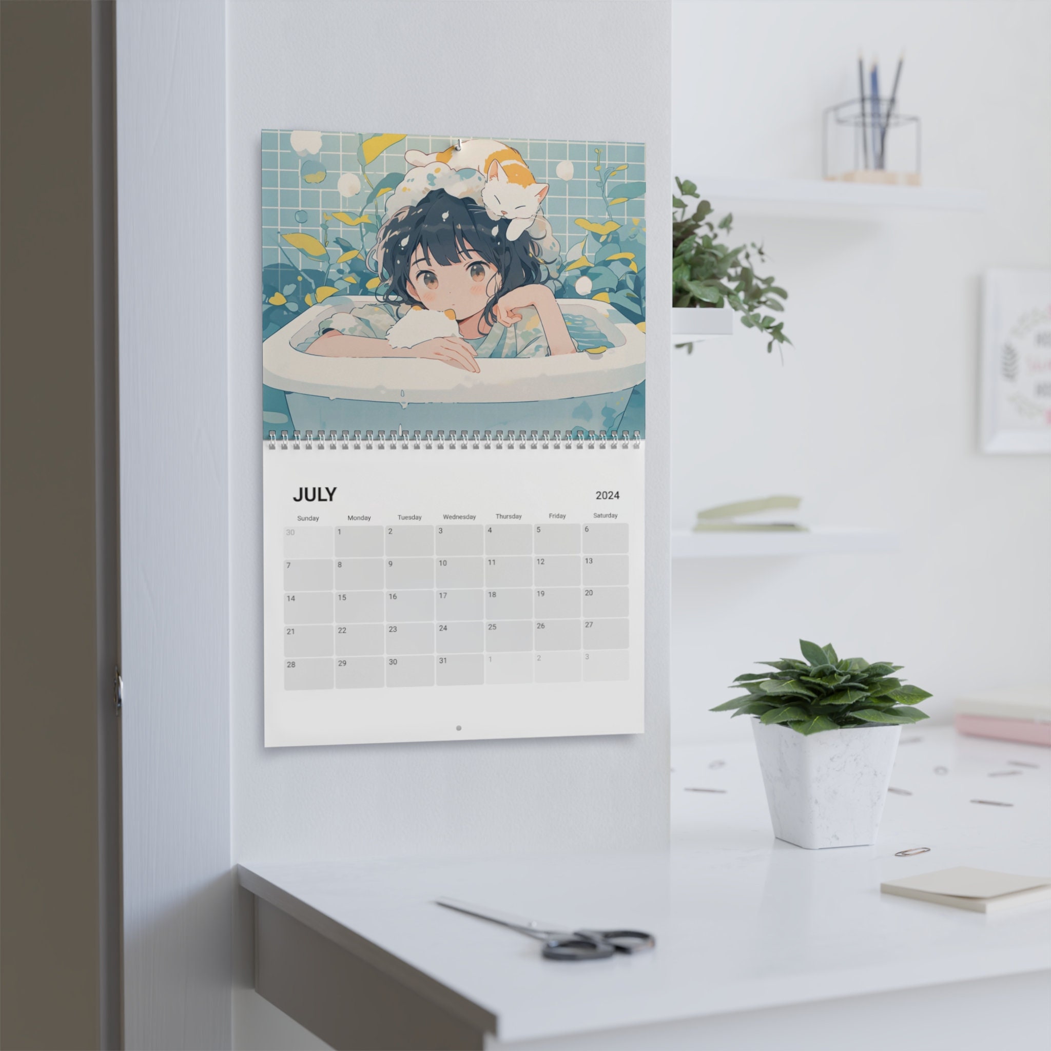 Kawaii Anime Girl 2024 Calendar, Anime Decor