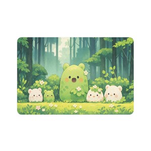 Kawaii Pet Feeding Mat 12"x18", Forest Theme Pet Food Mat, Cute Pet Bowl Mat, Green Non Slip Pet Mat, Pet Lover Gifts, Cat & Dog Supplies image 6