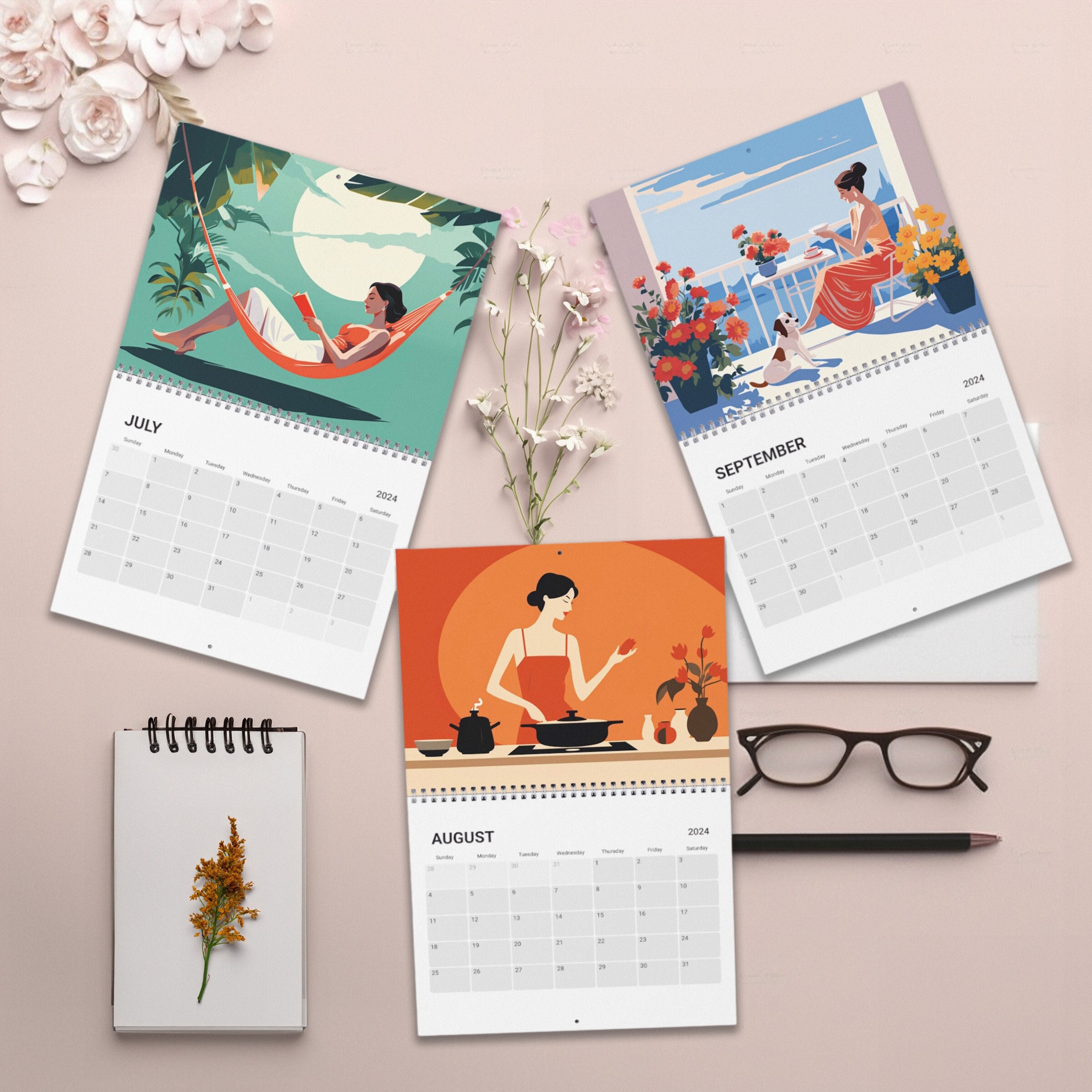 Aesthetic Woman Living Alone Calendar 2024 sold by Kit Fisto SKU