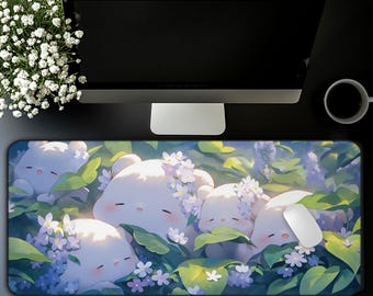 Tappetino da scrivania kawaii anime nature, grazioso tappetino per mouse grande, grazioso tappetino da scrivania verde per giocatori e decorazioni da scrivania, tappetino per mouse kawaii, grazioso tappetino da scrivania