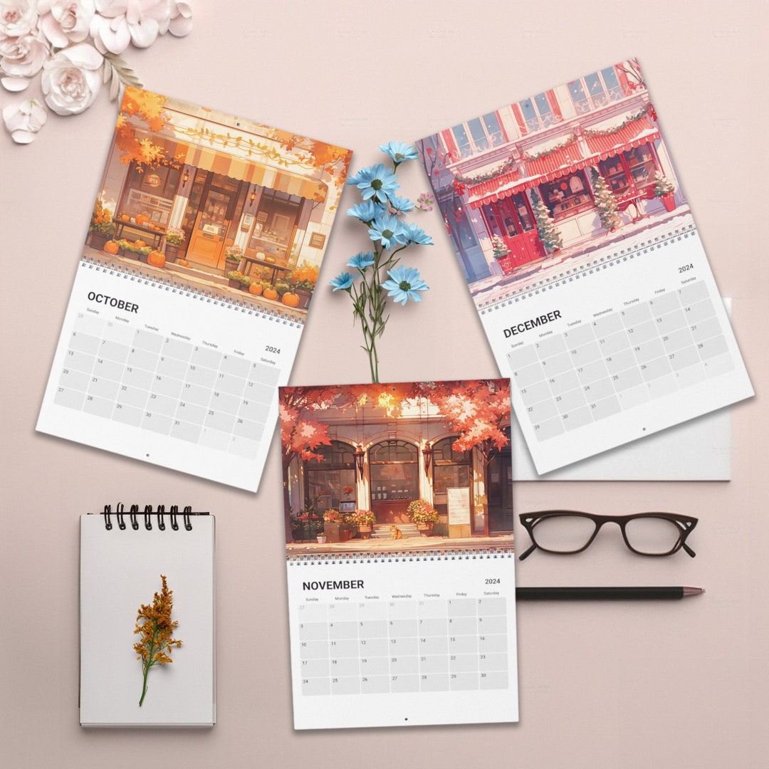 Kawaii Coffee Shops & Flower Boutique Calendar 2024 Kawaii Calendar ...