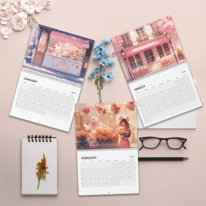 Kawaii Coffee Shops & Flower Boutique Calendar 2024 Kawaii Calendar ...