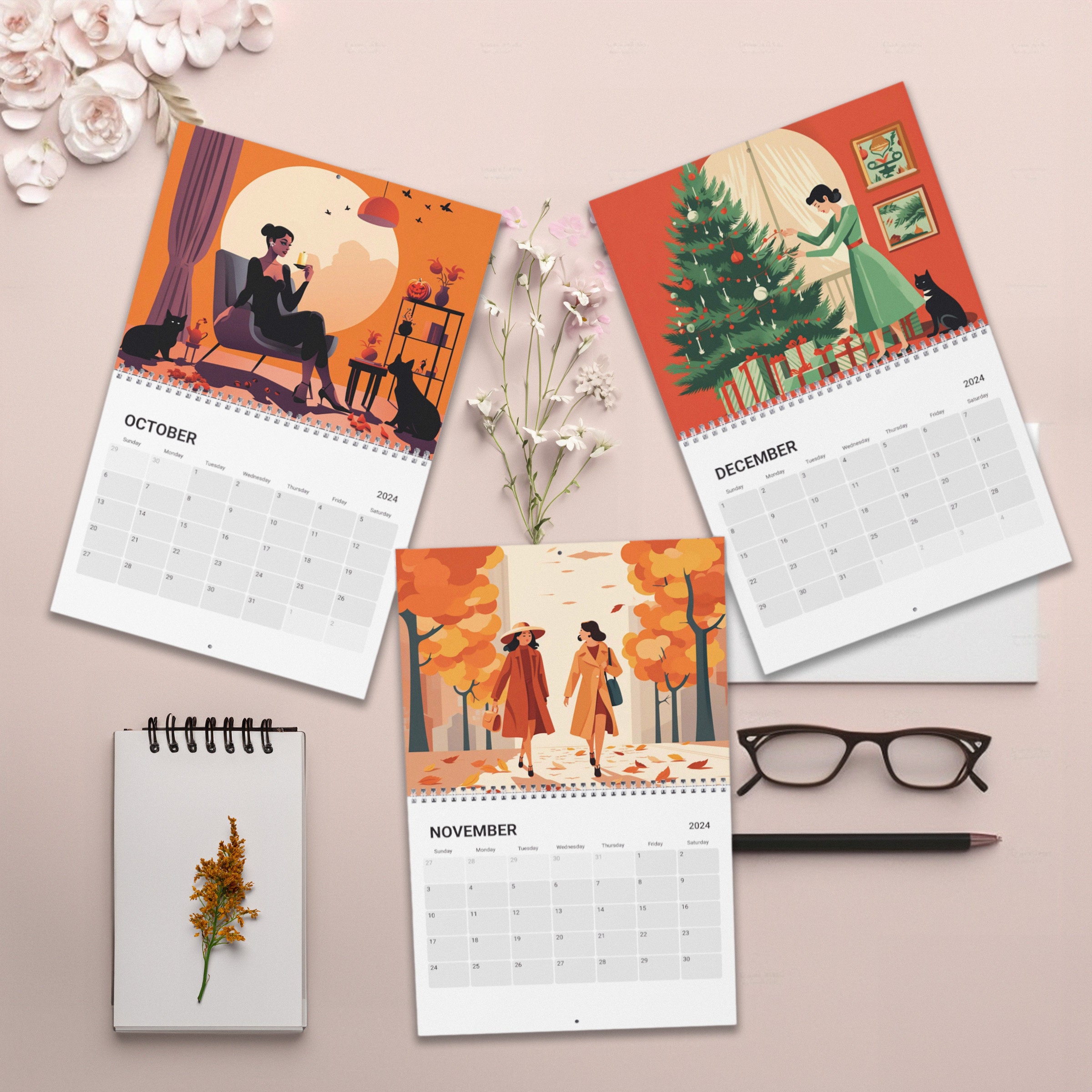 Aesthetic Woman Living Alone Calendar 2024 sold by Kit Fisto SKU