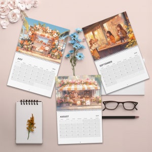 Kawaii Coffee Shops & Flower Boutique Calendar 2024 Kawaii Calendar ...