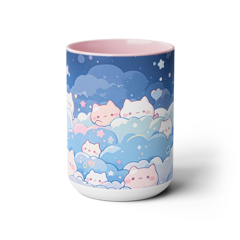 Kawaii Dreamy Cat Mug, Cute Mug Aesthetic, Cute Pastel Mug, Cute Chibi Cat Mug, Pastel Mug Gift for Birthday, Baby Shower, Anniversary