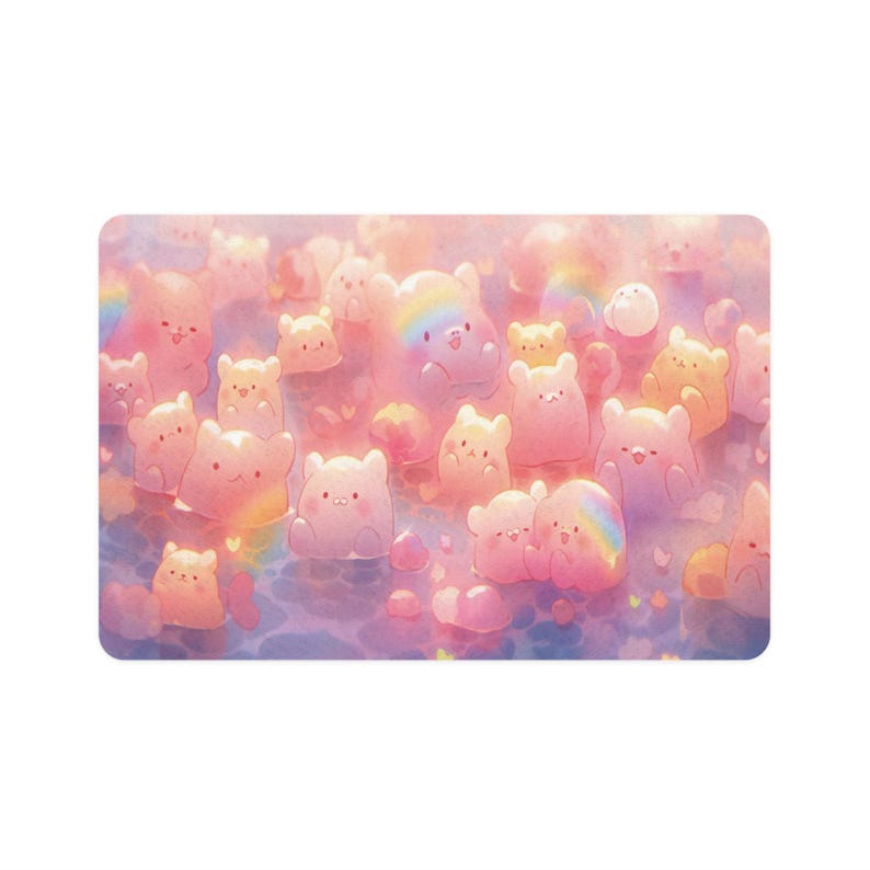 Kawaii Cat & Dog Feeding Mat 12"x18" – Cute Gummy Bear Pet Food Mat in Pink, Non-Slip Bowl Mat, Gift for Kawaii Pet Lover, Cute Pet Supplies image 5