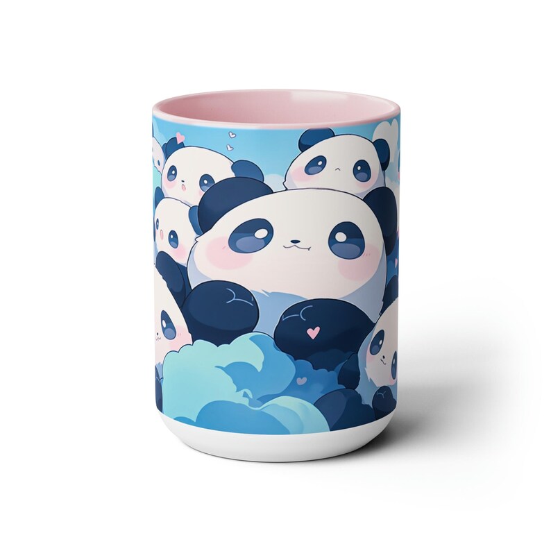 Kawaii Panda Mug, Ceramic Coffee Cup 15oz, Cute Mug Aesthetic, Chibi Panda Mug Gift for Birthday, Baby Shower, Anniversary, Kawaii Lovers