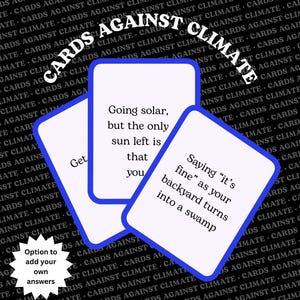 Jeu de cartes contre le climat : jeu de satire sur le changement climatique, humour noir écologique, soirée jeux écologique, jeu imprimable personnalisable