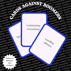 Cards Against Boomers: nostalgische partygame, generatiehumor, familiegame-avond, aanpasbare afdrukbare game
