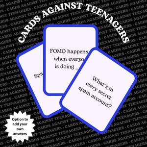 Cartas contra adolescentes: Juego de fiesta para la angustia adolescente, humor rebelde, noche de juegos sobre cultura juvenil, juego imprimible y personalizable