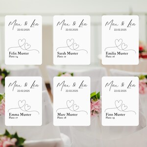 Personalisierte Platzetiketten Hochzeit, Platzkarten, Tischkarten, Namensschilder, Namenskarten, Feier, Trauung
