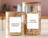 Personalisierte Etiketten für Vorratsgläser