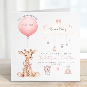 Congratulations on New Baby Girl Card, New Daughter Card, Personalised Baby Girl Card, New Parents Card, Welcome to the World