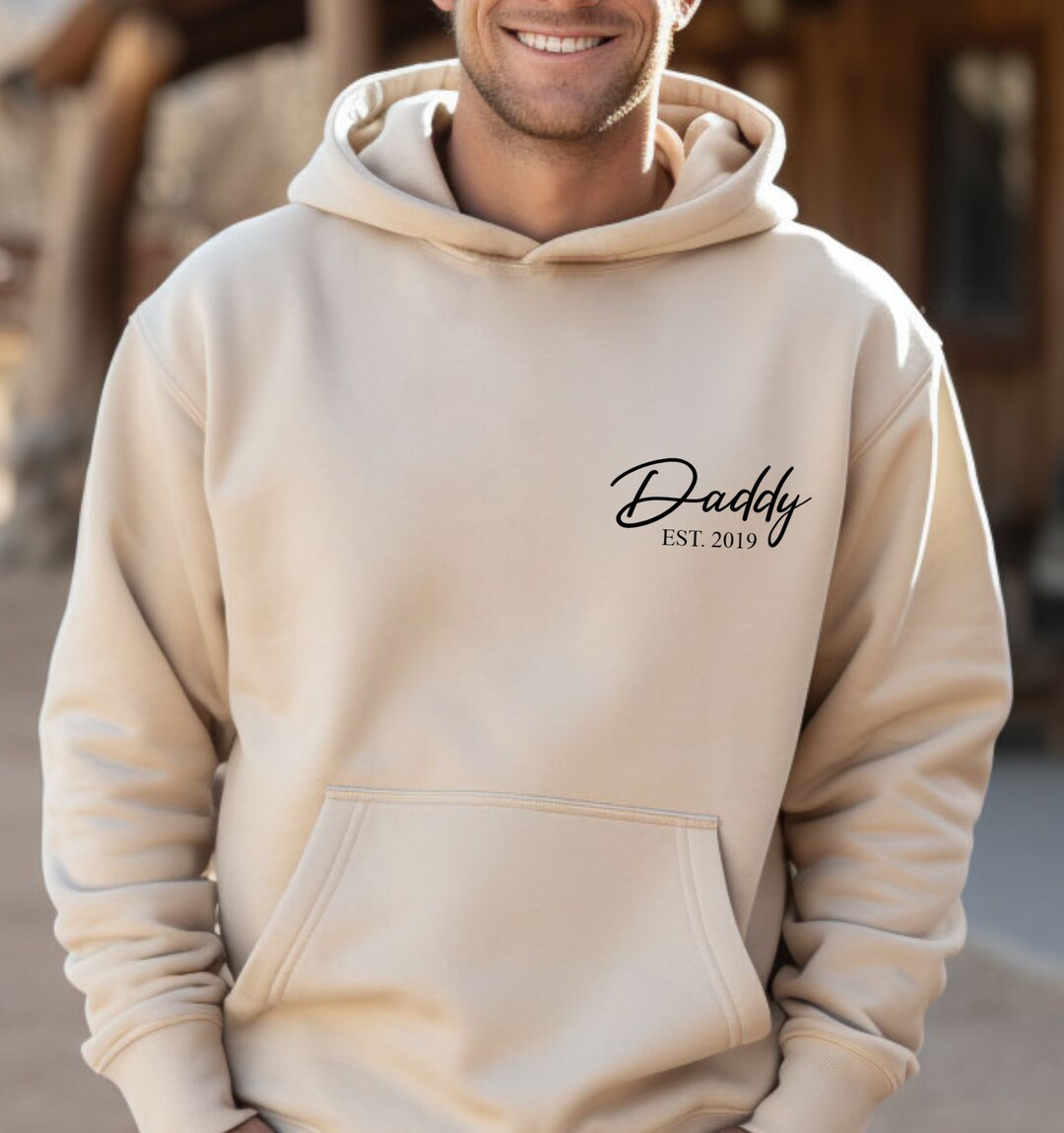 Personalised Daddy Hoodie With Name on Sleeve, Custom Dad Hoodie