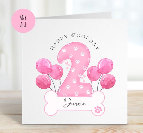 Dog birthday card, dog lover card, pet birthday card, Any Age Dog Birthday, Personalised dog birthday card, Happy Birthday Dog, Woofday Card
