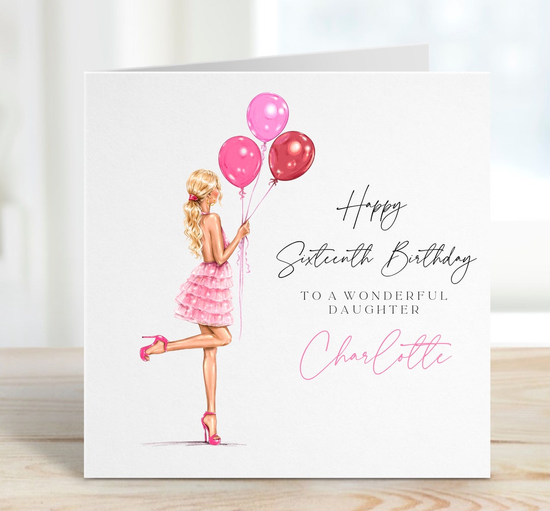 Personalised 16th Birthday Card, Daughter, Niece, Sister, Granddaughter ...